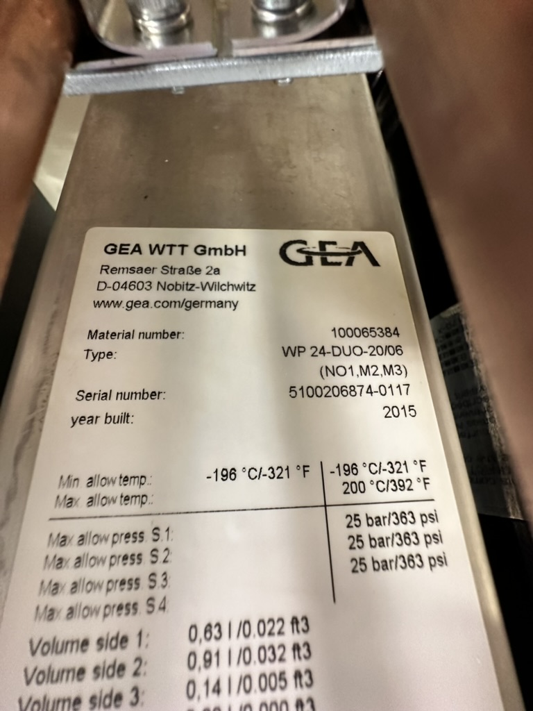 Serial number for f-50 heat exchanger