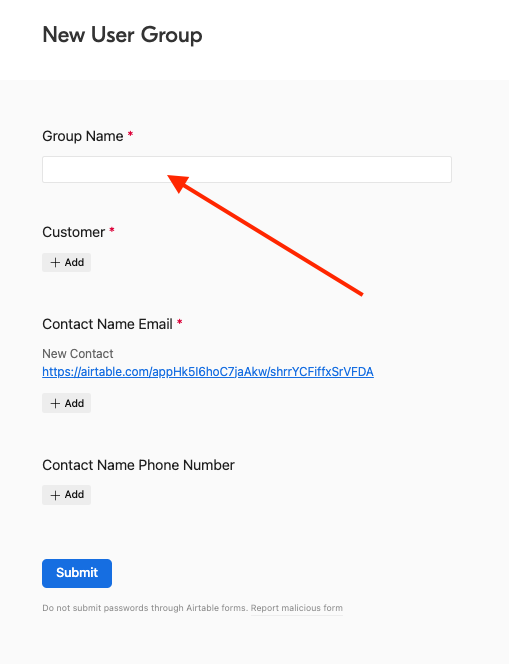 User Group Name