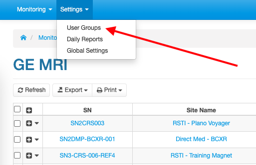 User Groups Tab